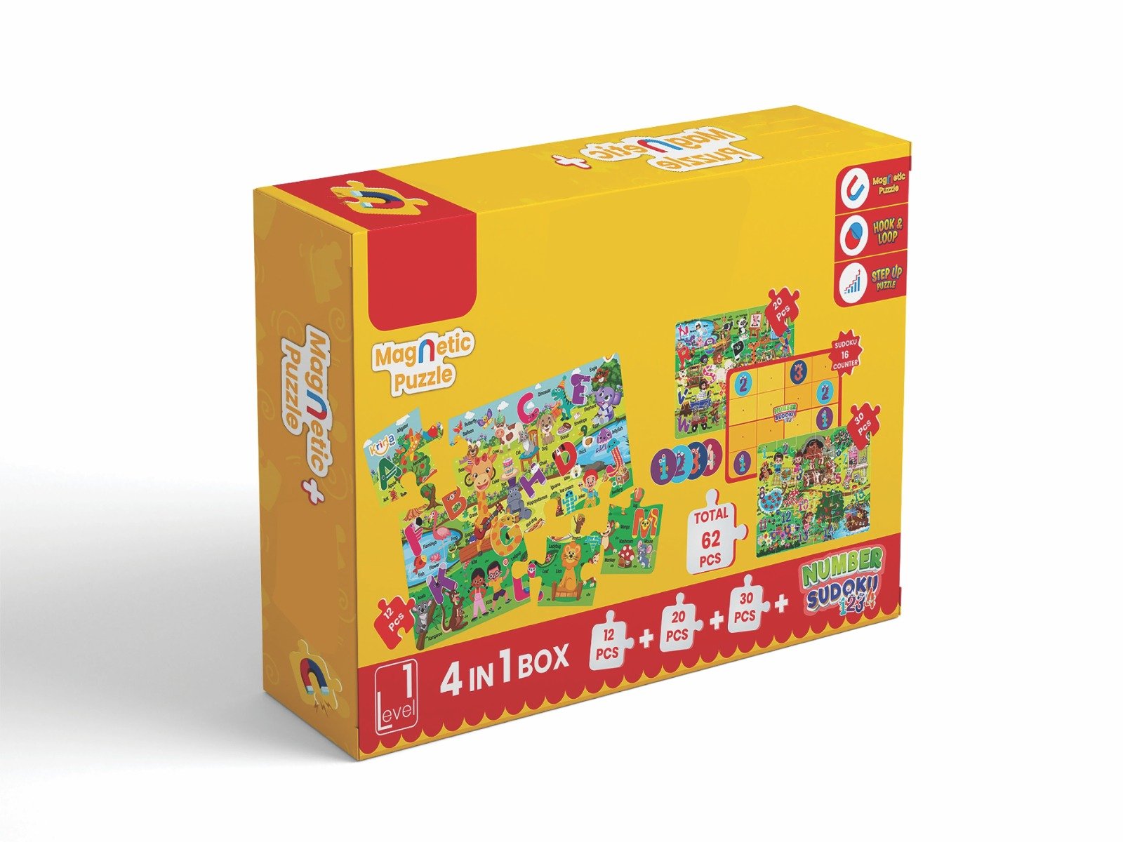 Shape, alphabet & number puzzles